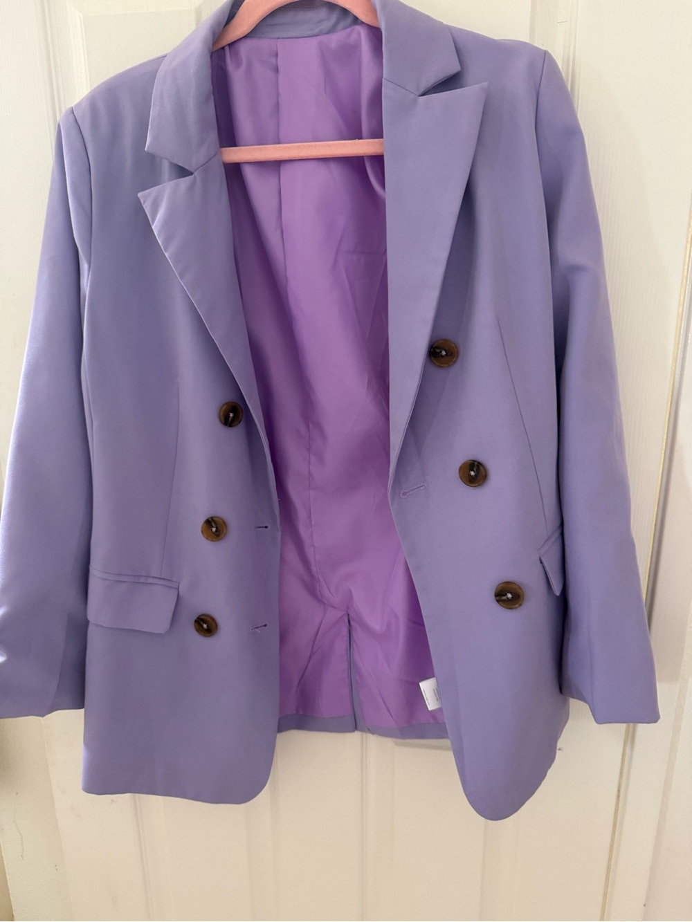 Lavender Double-Breasted Blazer with Lilac Lining